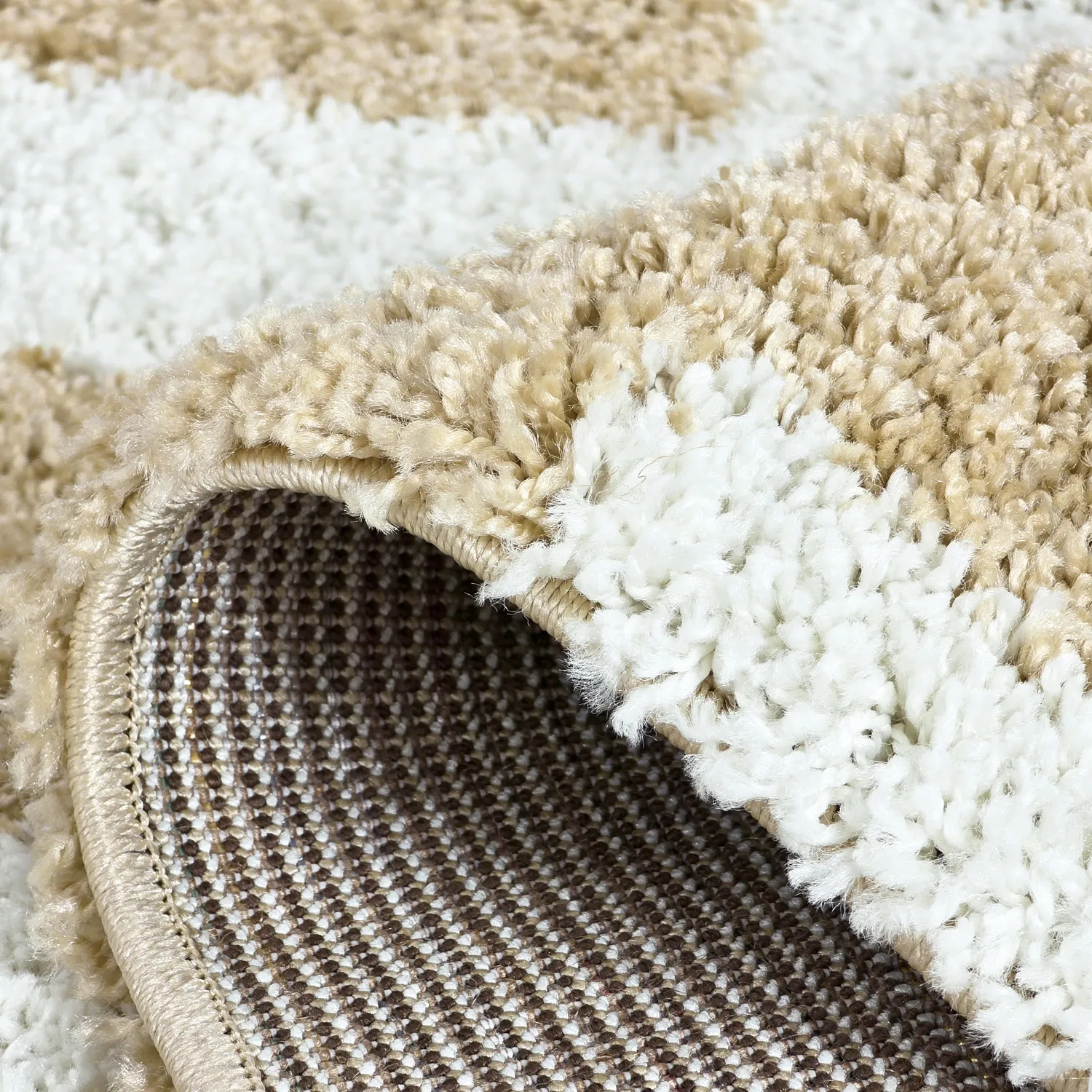 Hoogpolig vloerkleed - Tamri (beige/wit)