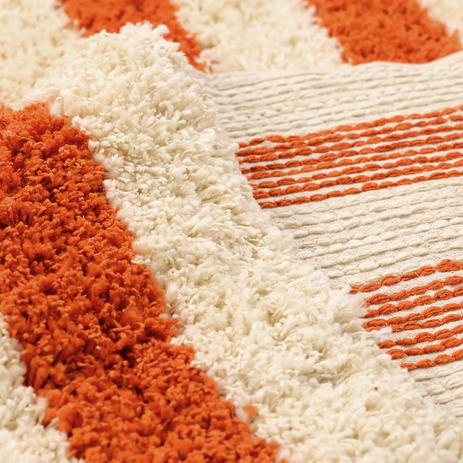 Hoogpolig vloerkleed - Thira Stripe Cotton Shaggy (lichtgeel/lichtoranje)