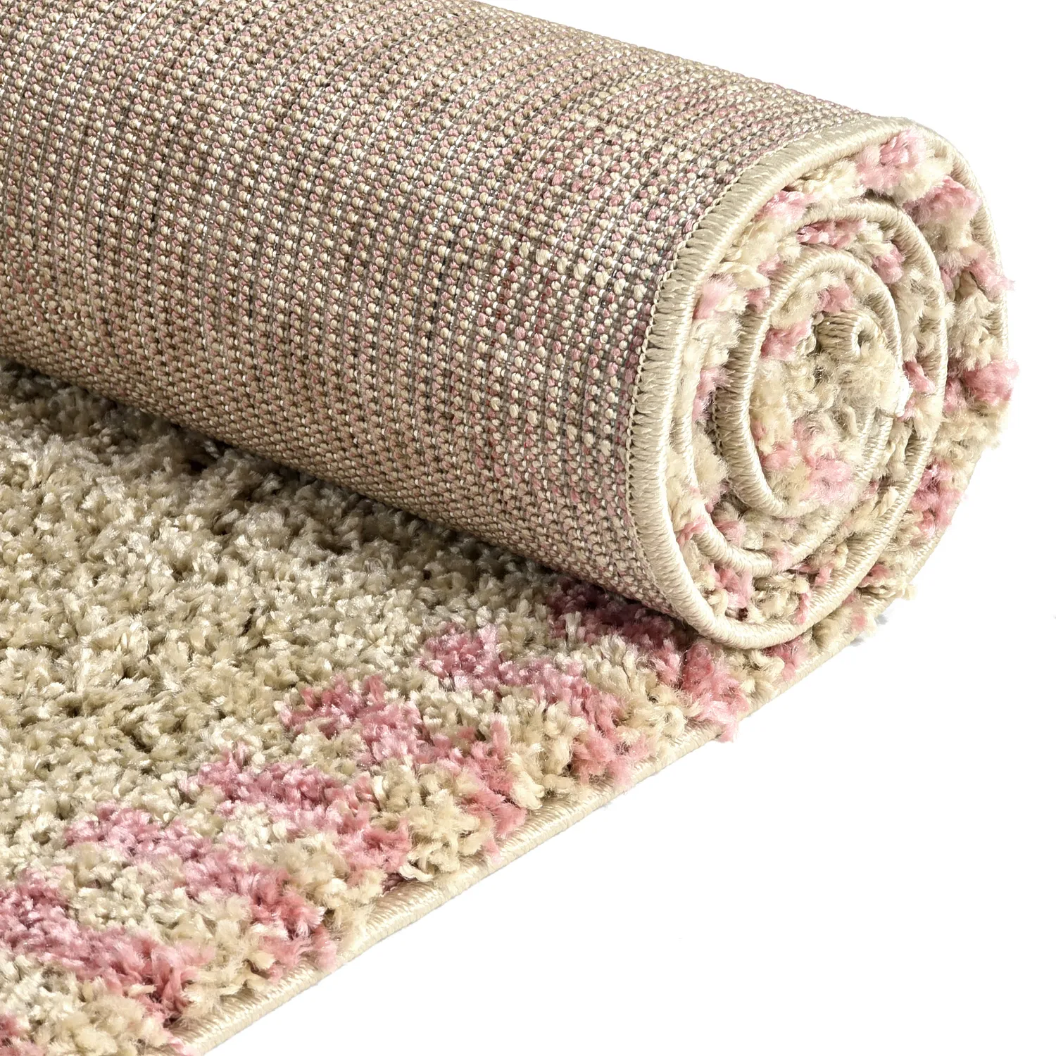 Hoogpolig vloerkleed - Tiznit (beige/roze)