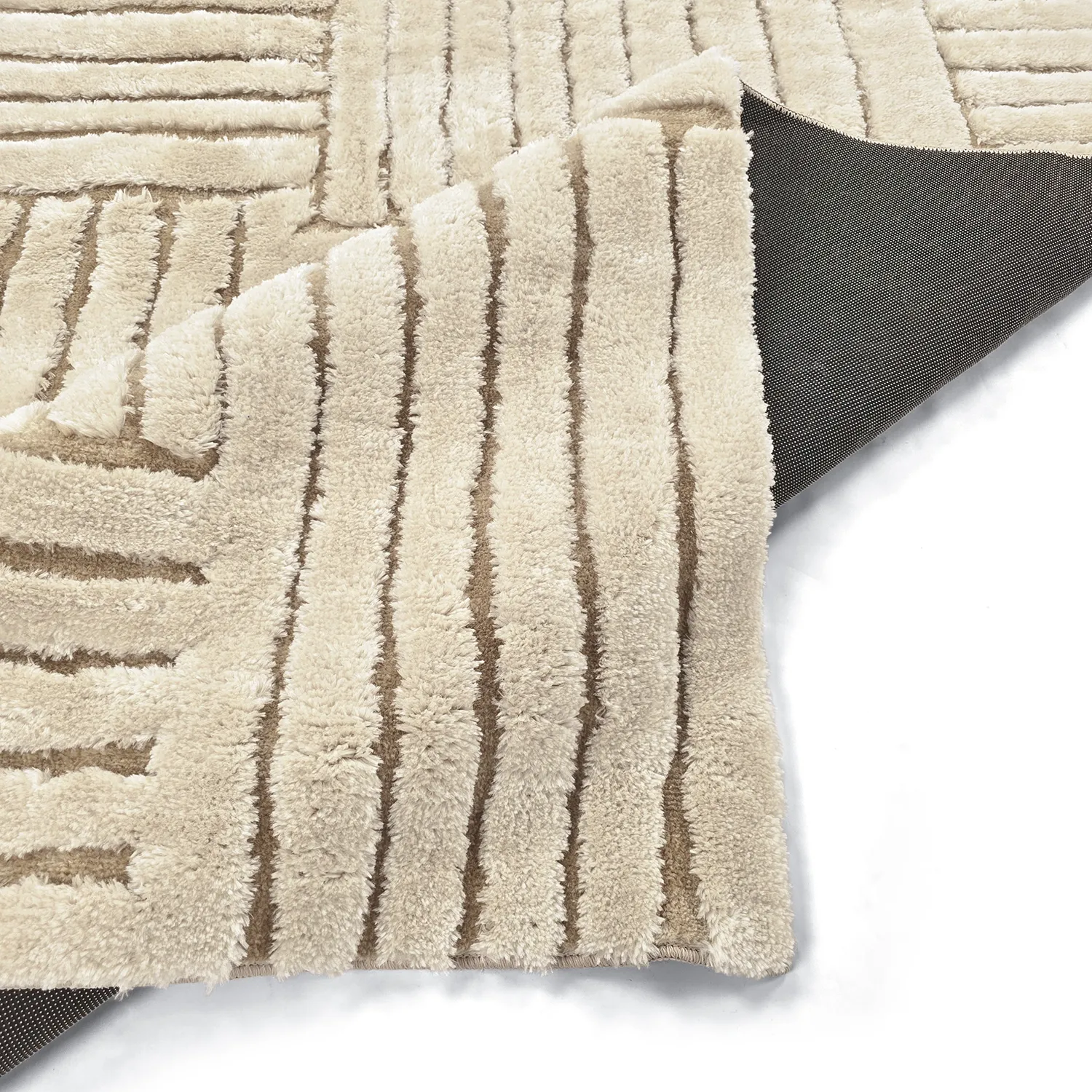 Hoogpolig vloerkleed - Tyros (beige/crème)