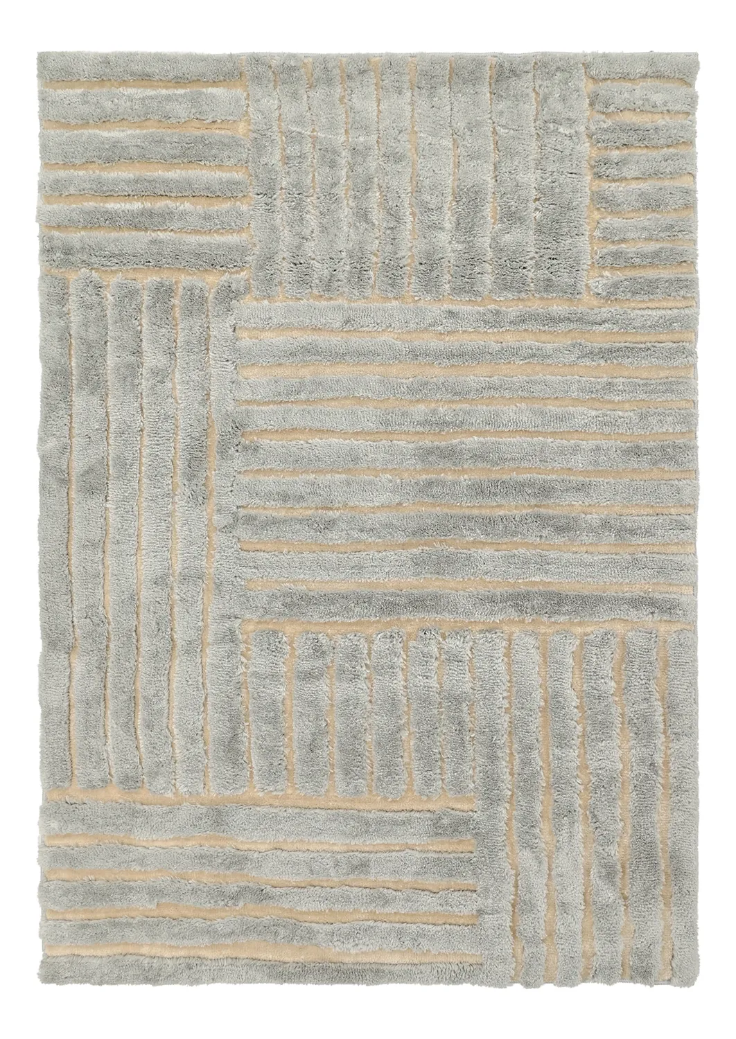 Hoogpolig vloerkleed - Tyros (crème/grijs)