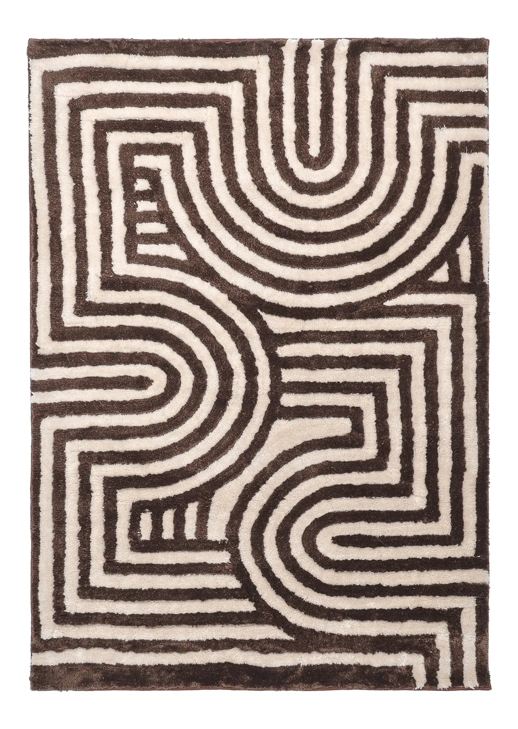 Hoogpolig vloerkleed - Volos (crème/bruin)