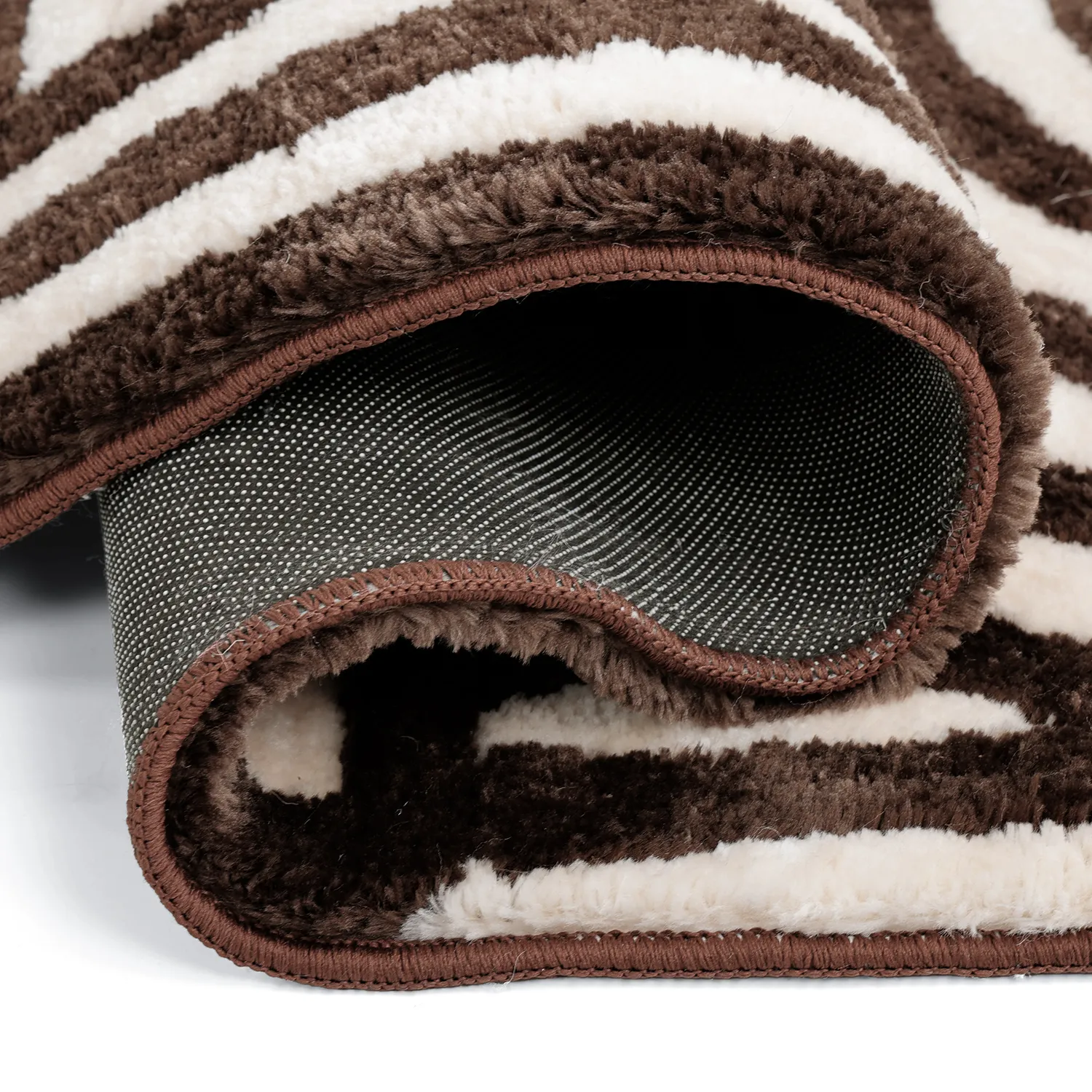 Hoogpolig vloerkleed - Volos (crème/bruin)