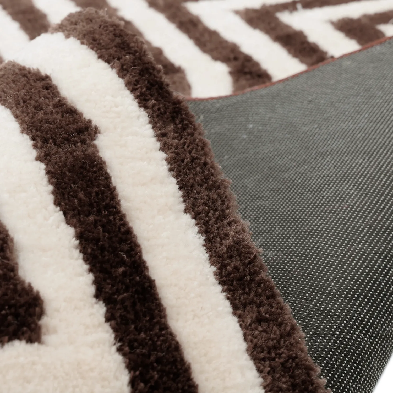 Hoogpolig vloerkleed - Volos (crème/bruin)