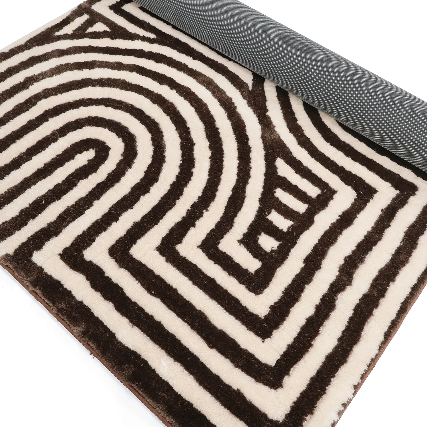 Hoogpolig vloerkleed - Volos (crème/bruin)