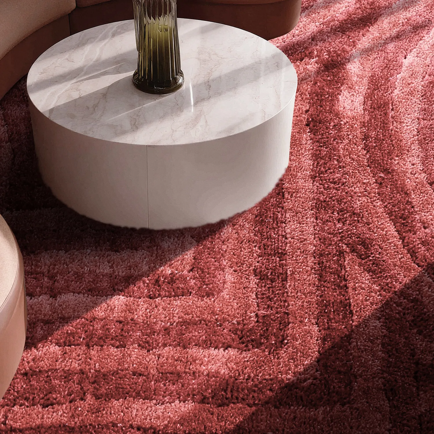 Hoogpolig vloerkleed - Volos (rood/roze)