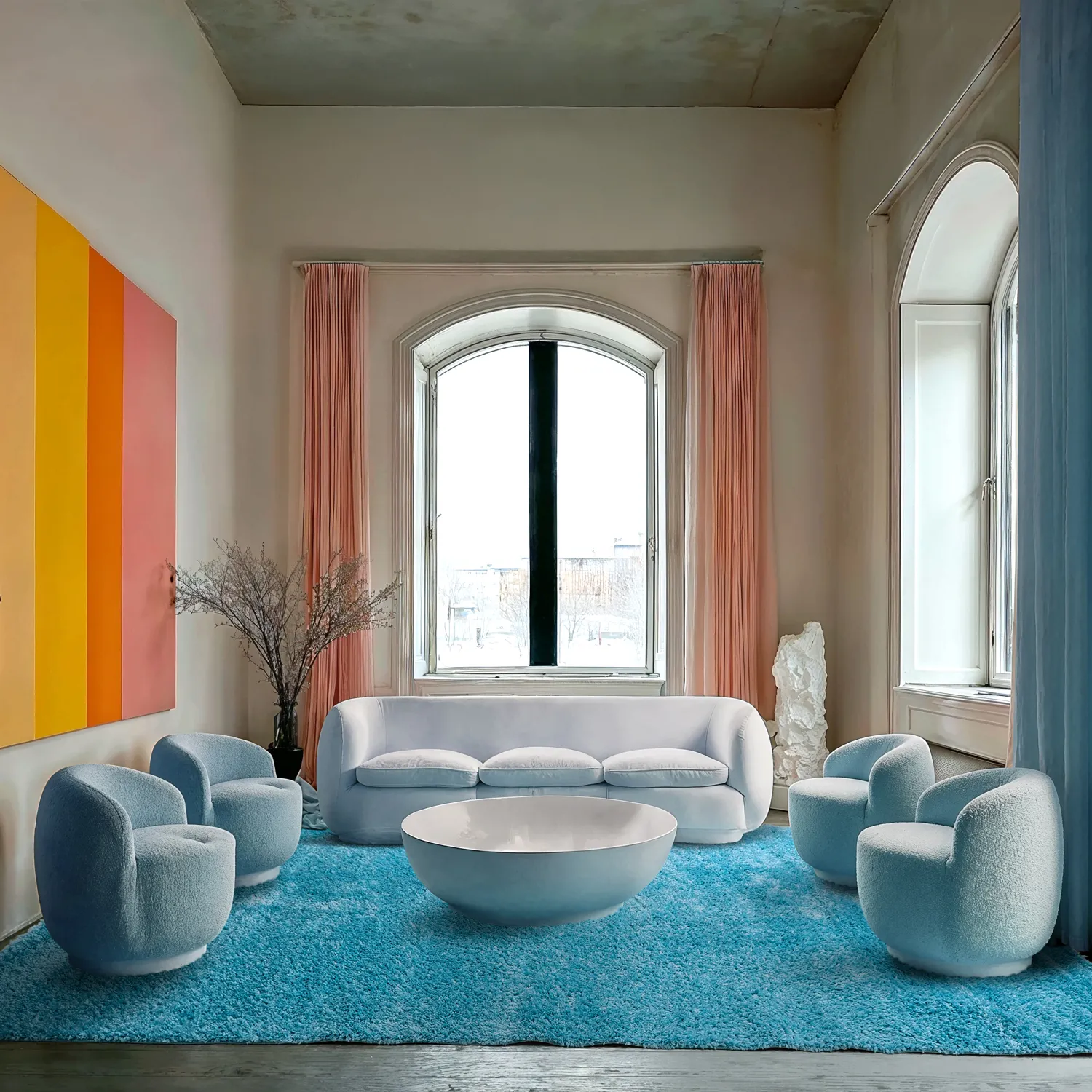 Hoogpolig vloerkleed - Zoe (turkoois)