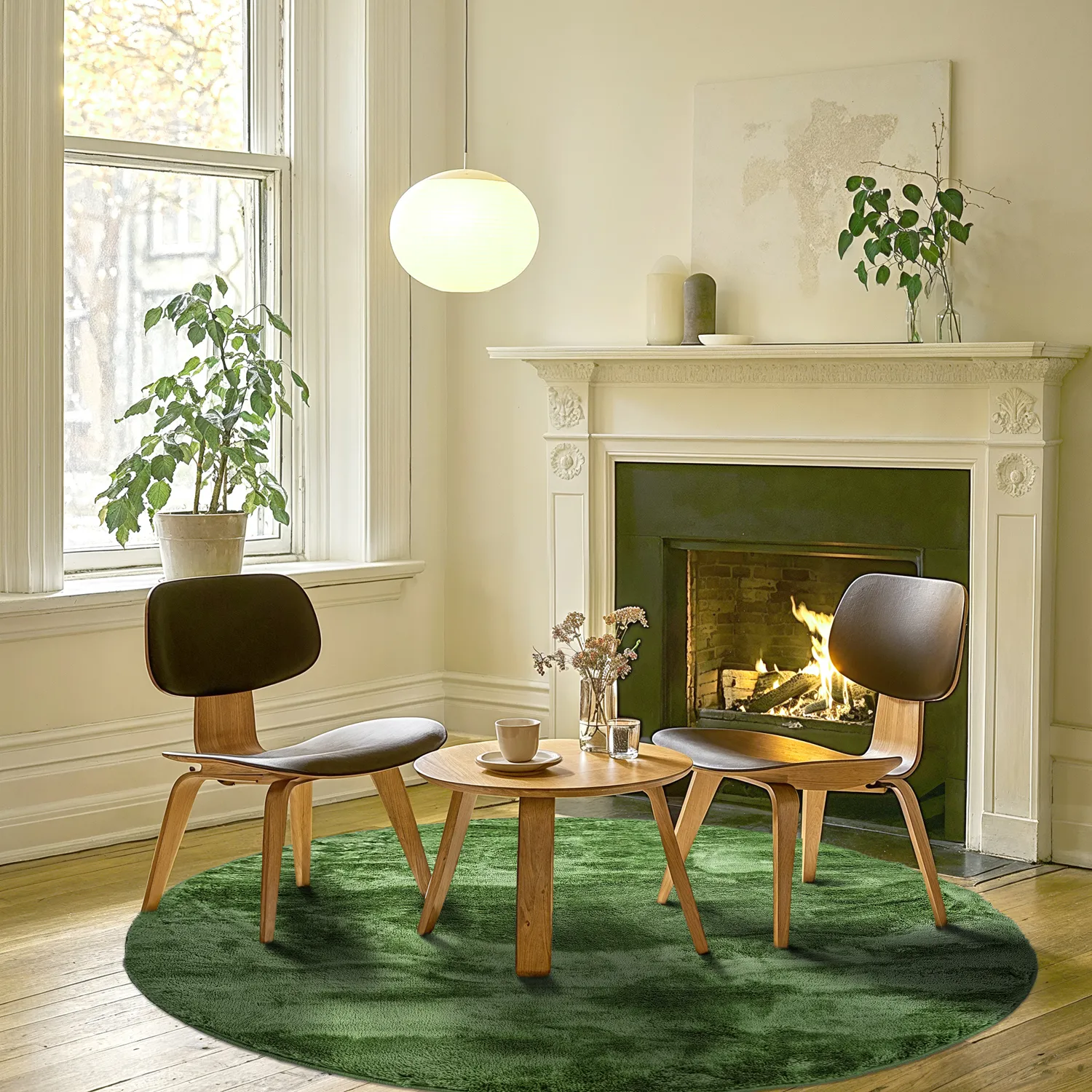 Ronde vloerkleden - Aranga Super Soft Fur (olijfgroen)