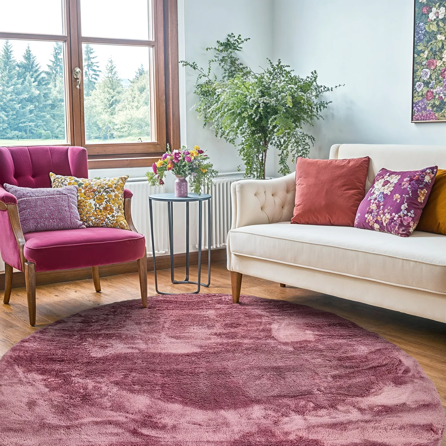 Ronde vloerkleden - Aranga Super Soft Fur (rose)