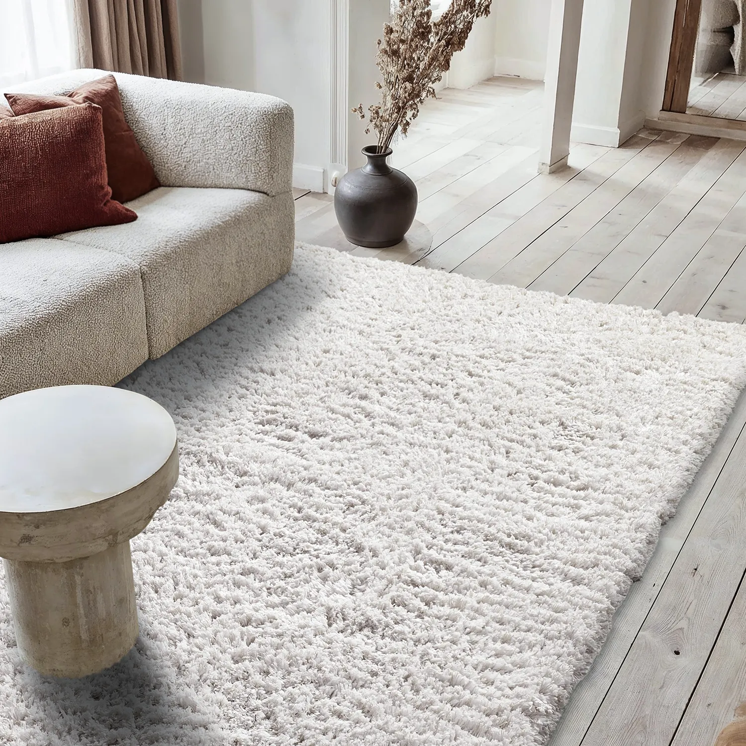 Hoogpolig vloerkleed - Combarro Solid Cotton Shaggy (room)