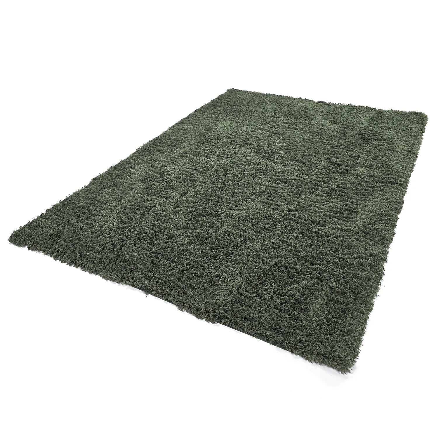 Hoogpolig vloerkleed - Combarro Solid Cotton Shaggy (groente)