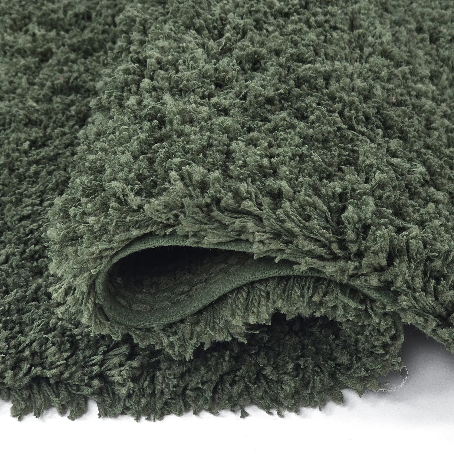 Hoogpolig vloerkleed - Combarro Solid Cotton Shaggy (groente)
