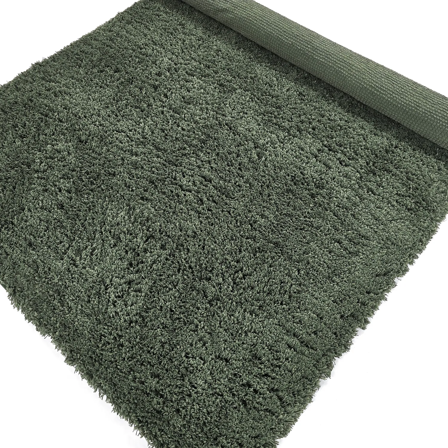 Hoogpolig vloerkleed - Combarro Solid Cotton Shaggy (groente)