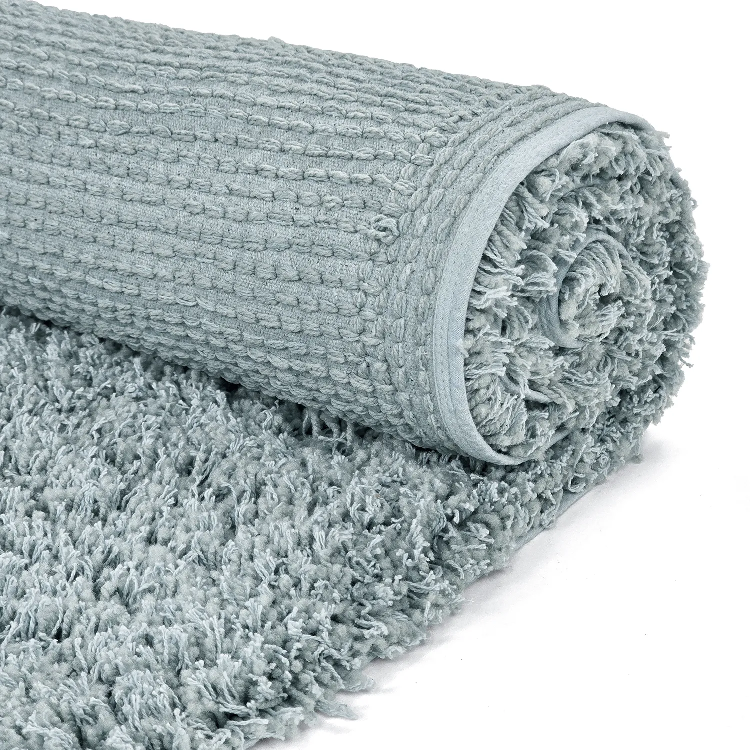 Hoogpolig vloerkleed - Combarro Solid Cotton Shaggy (lichtblauw)