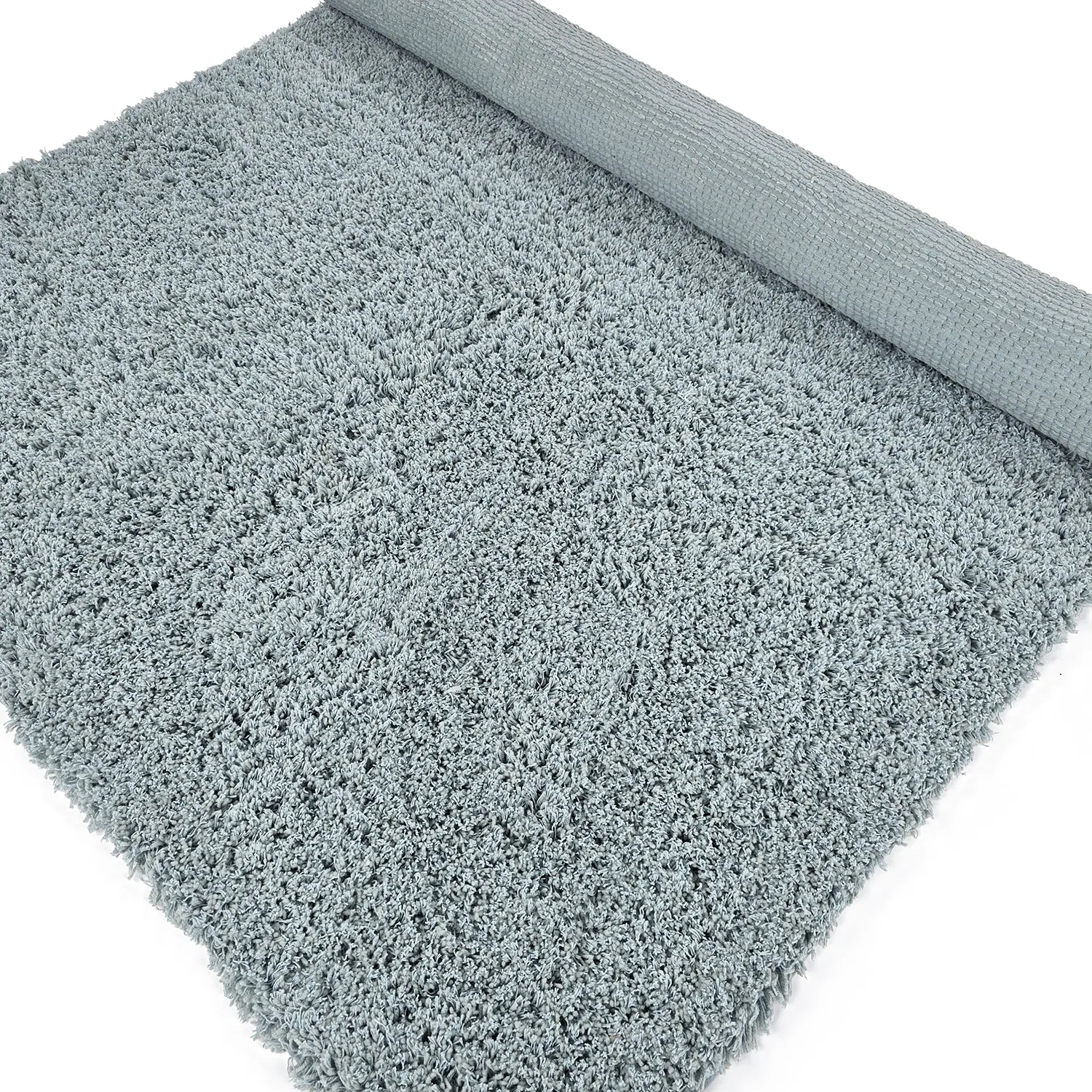 Hoogpolig vloerkleed - Combarro Solid Cotton Shaggy (lichtblauw)