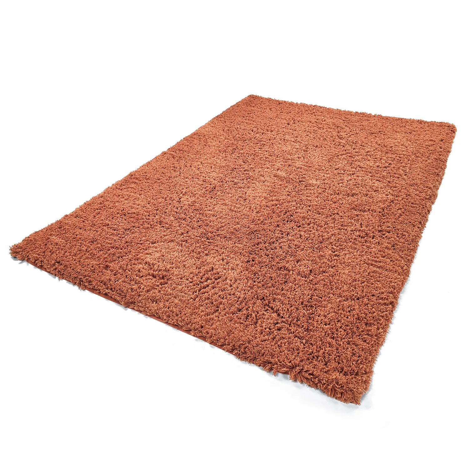Hoogpolig vloerkleed - Combarro Solid Cotton Shaggy (lichtoranje)