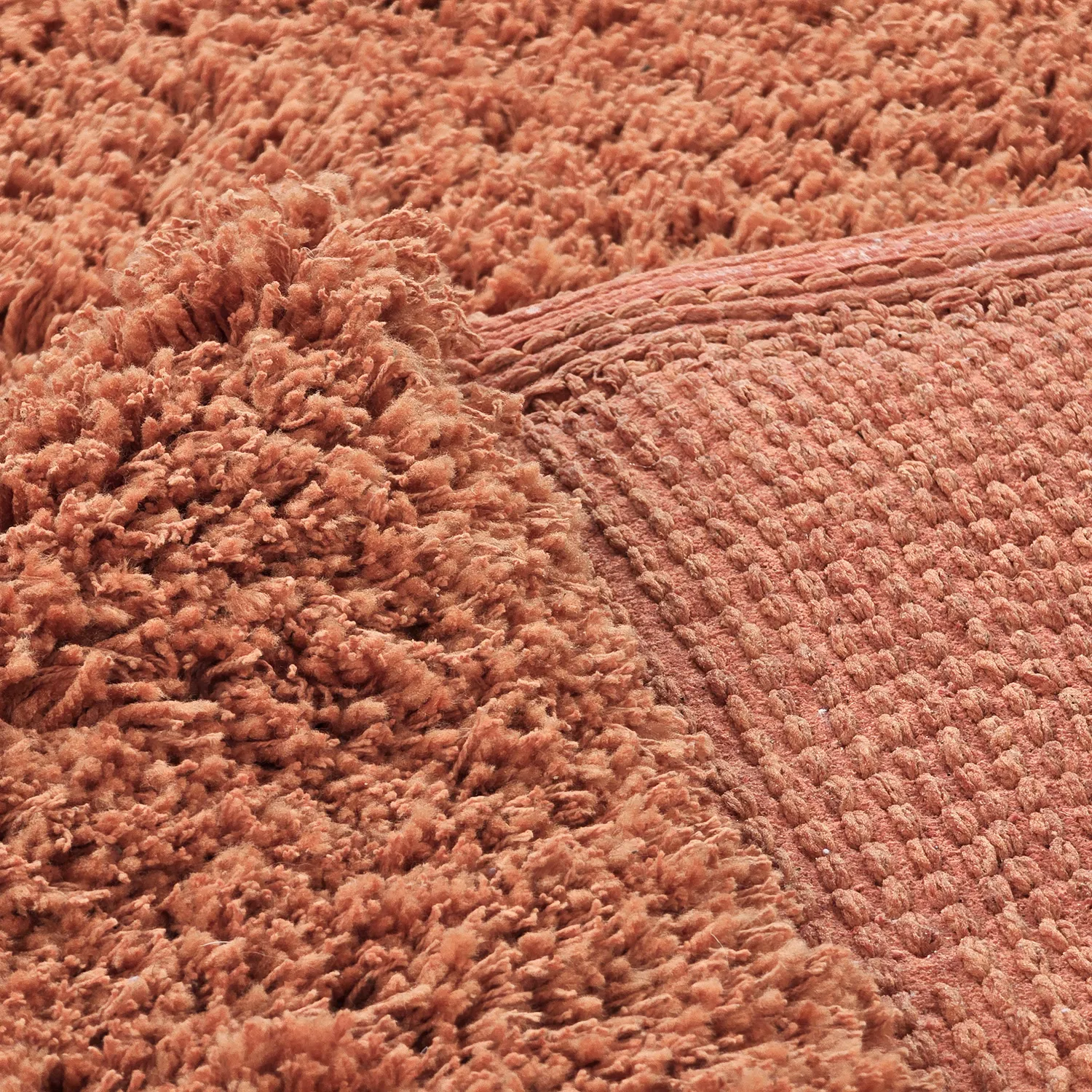 Hoogpolig vloerkleed - Combarro Solid Cotton Shaggy (lichtoranje)