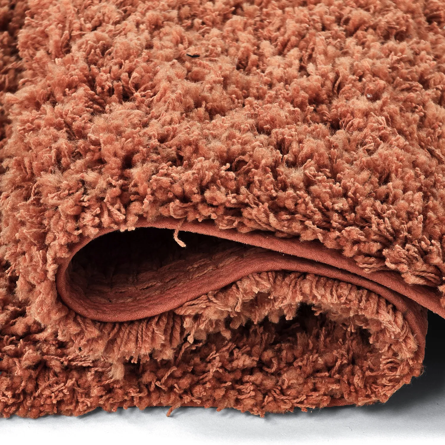 Hoogpolig vloerkleed - Combarro Solid Cotton Shaggy (lichtoranje)