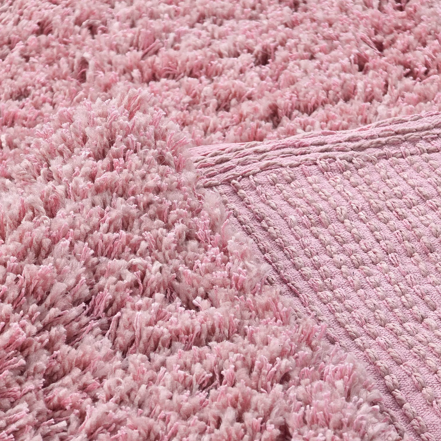 Hoogpolig vloerkleed - Combarro Solid Cotton Shaggy (lichtroze)