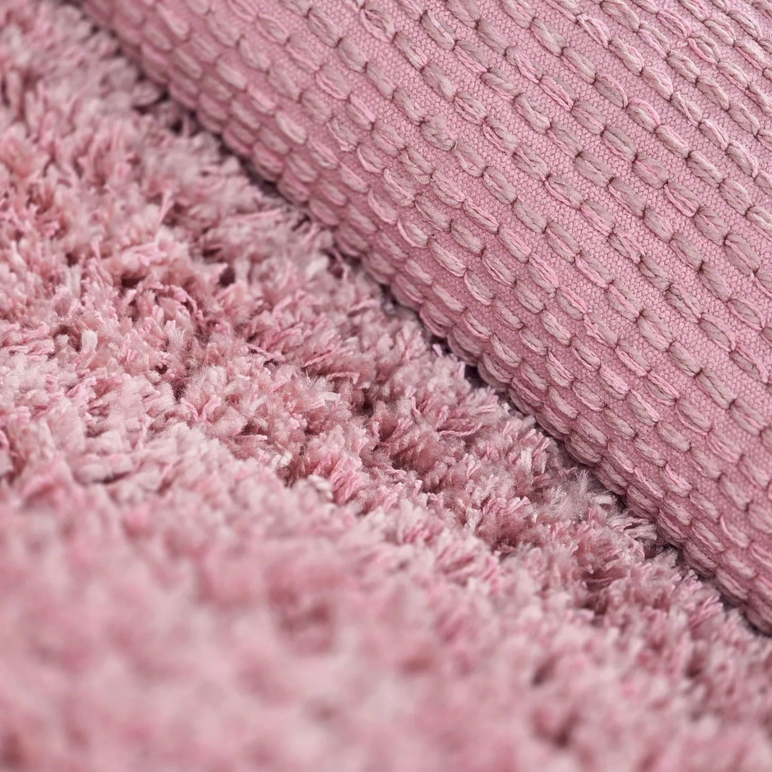 Hoogpolig vloerkleed - Combarro Solid Cotton Shaggy (lichtroze)