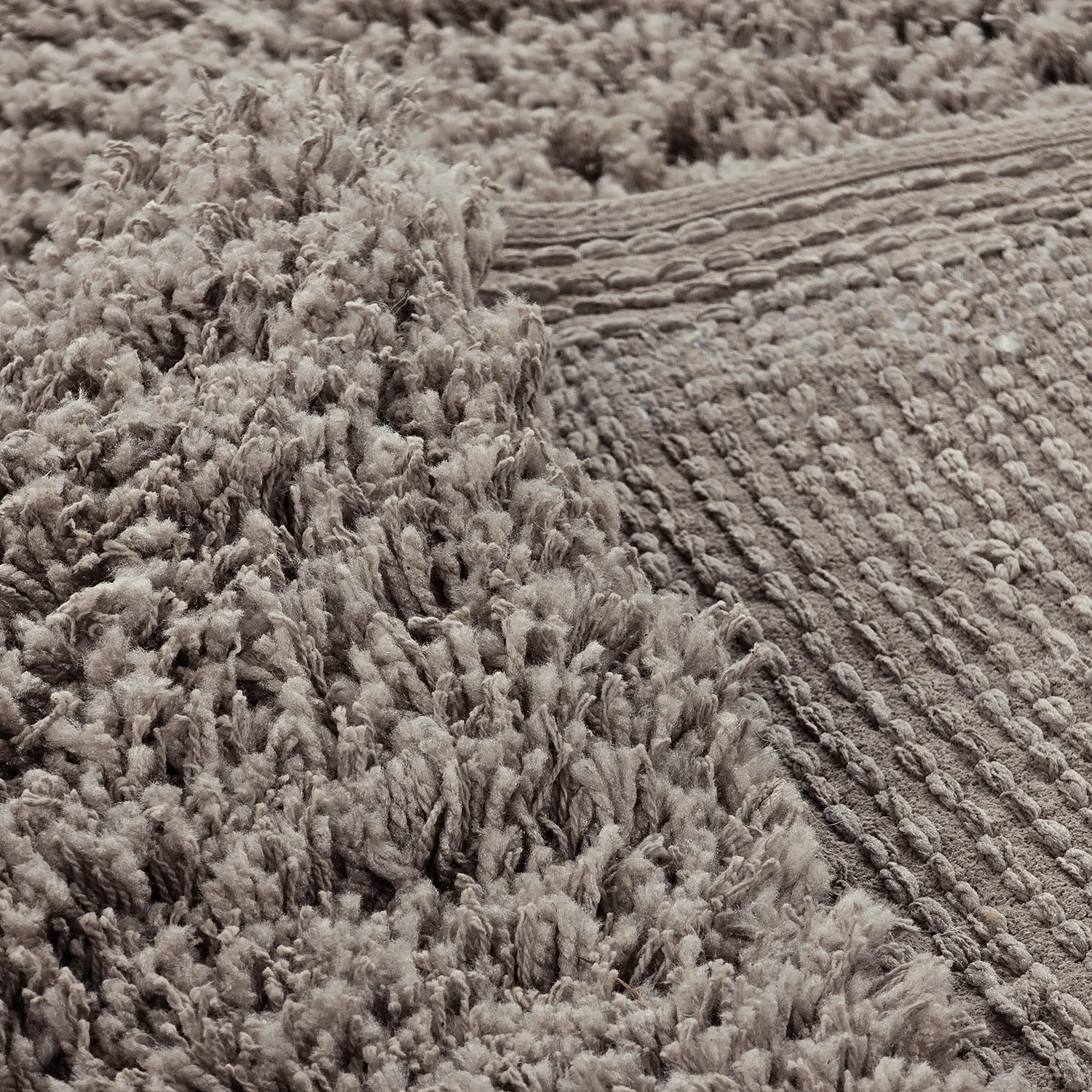 Hoogpolig vloerkleed - Combarro Solid Cotton Shaggy (taupe)