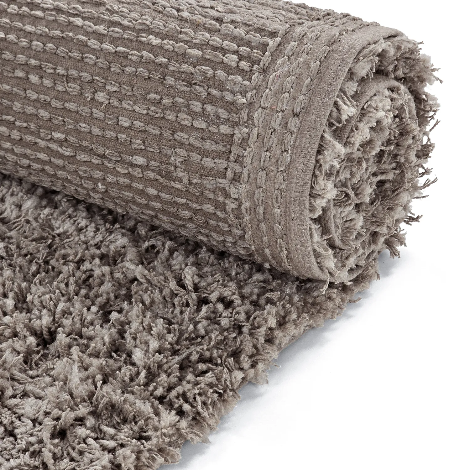 Hoogpolig vloerkleed - Combarro Solid Cotton Shaggy (taupe)