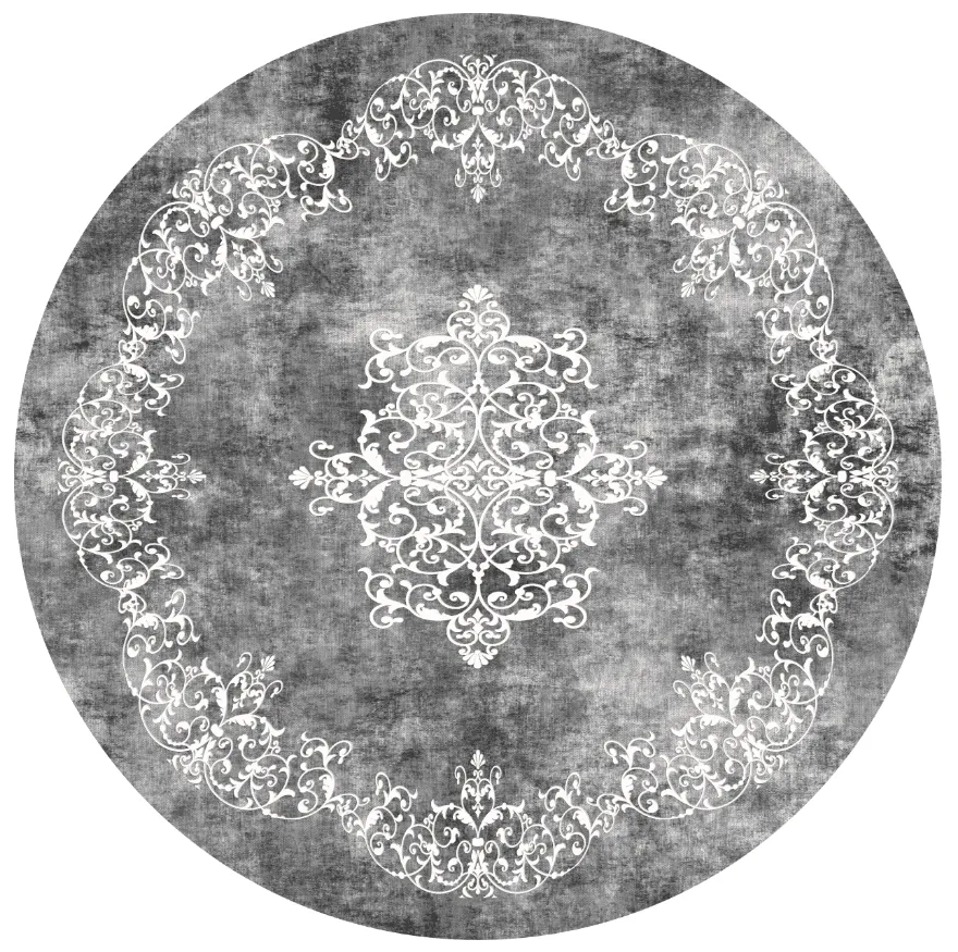 Rond vloerkleed - Santi (donkergrijs/wit)