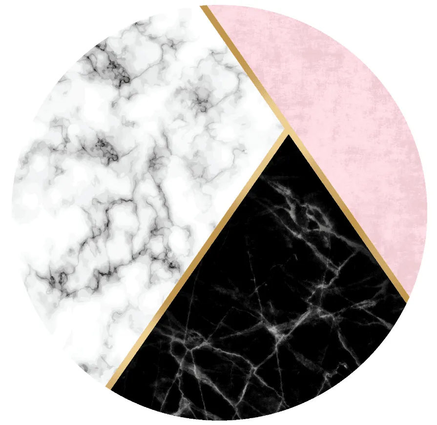 Rond vloerkleed - Savino (zwart/wit/roze)