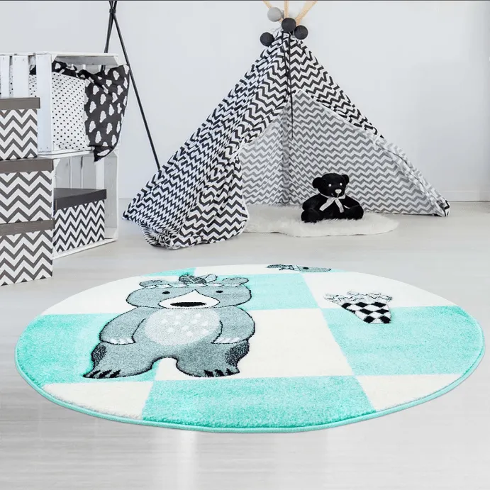 Kindervloerkleed - Bueno Indian Bear (turkoois)