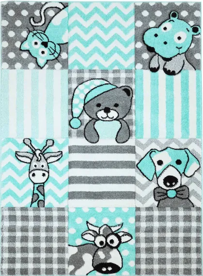 Kindervloerkleed - Bueno Animals (turkoois)