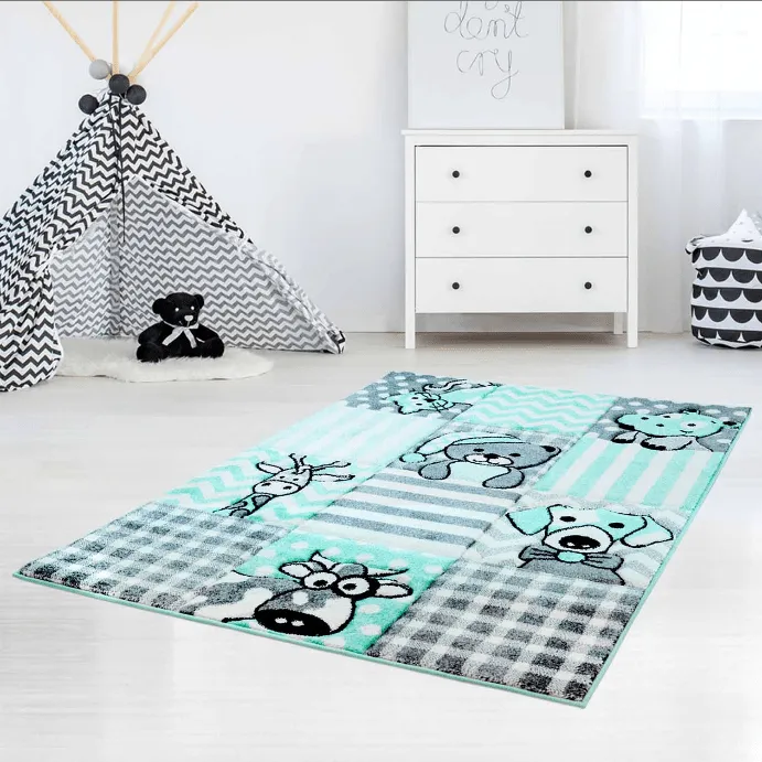 Kindervloerkleed - Bueno Animals (turkoois)