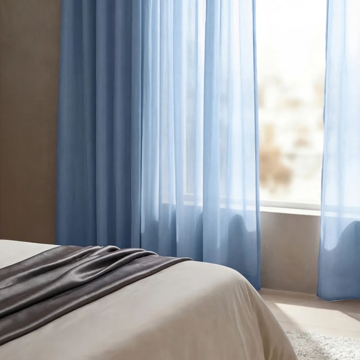 Gordijnen 2-pack - Katoenen gordijnen Selena (blauw)