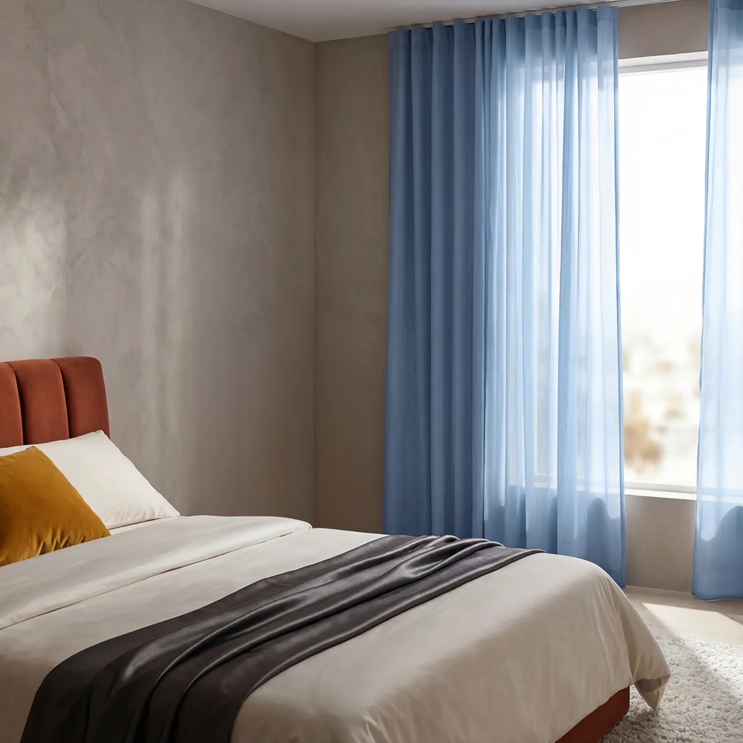 Gordijnen 2-pack - Katoenen gordijnen Selena (blauw)