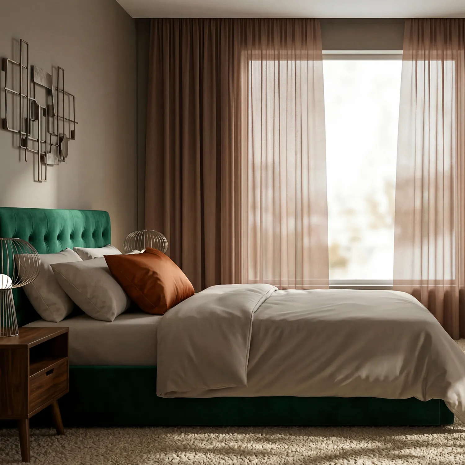 Gordijnen 2-pack - Katoenen gordijnen Selena (donkerbruin)