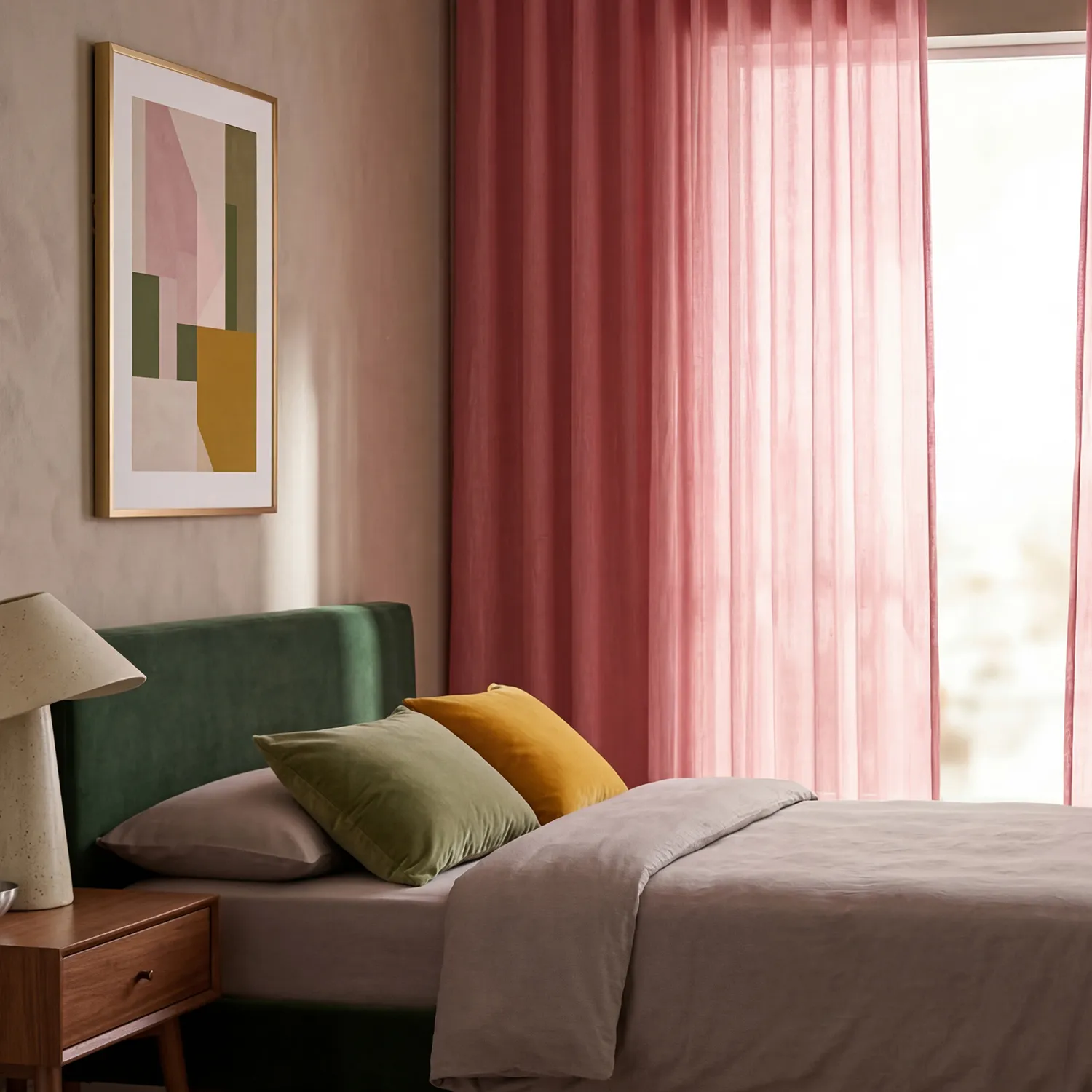 Gordijnen 2-pack - Katoenen gordijnen Selena (terracotta)