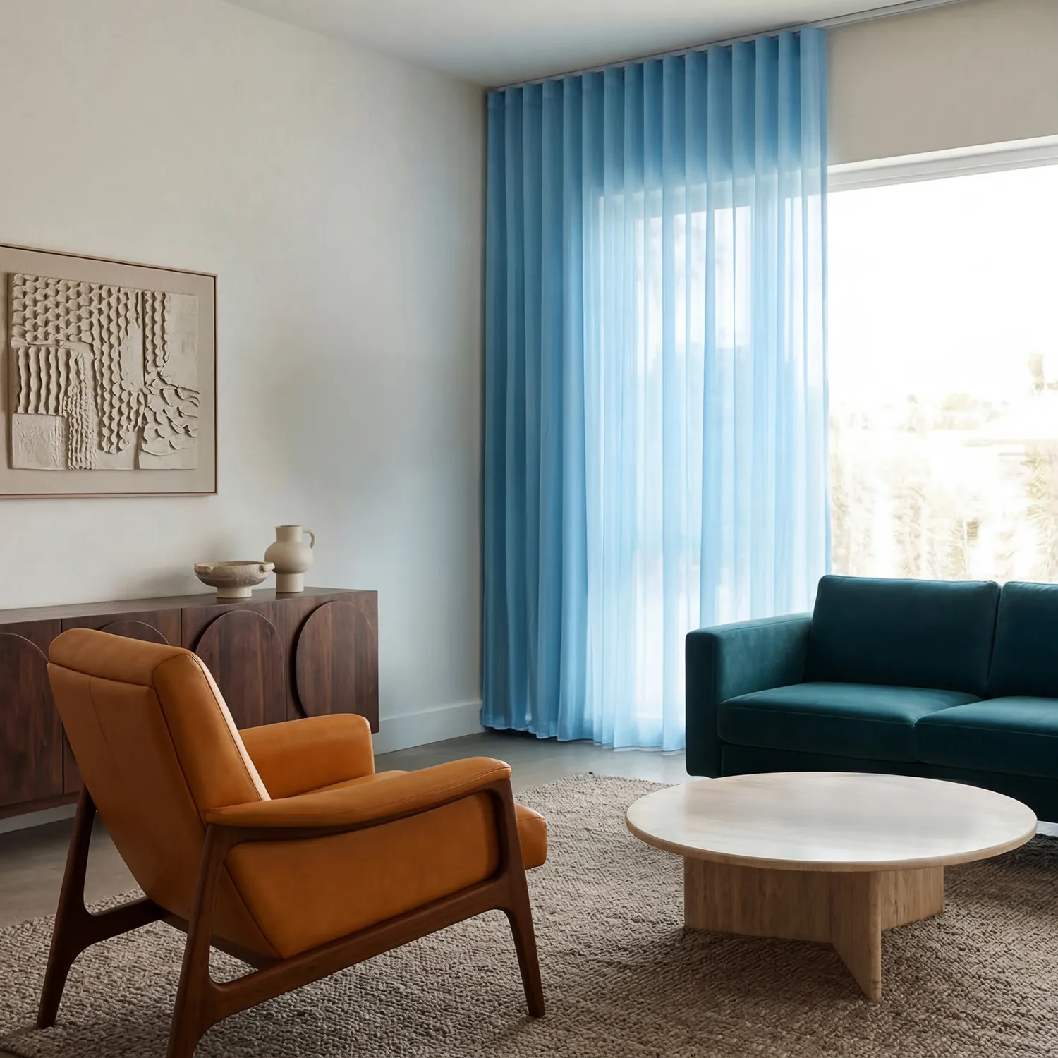 Gordijnen 2-pack - Katoenen gordijnen Selena (turkoois)