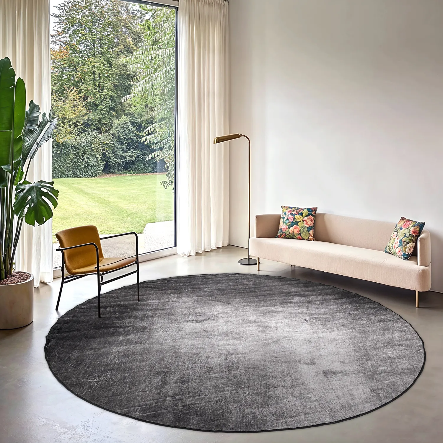 Rond vloerkleed - Serifos (grijs)