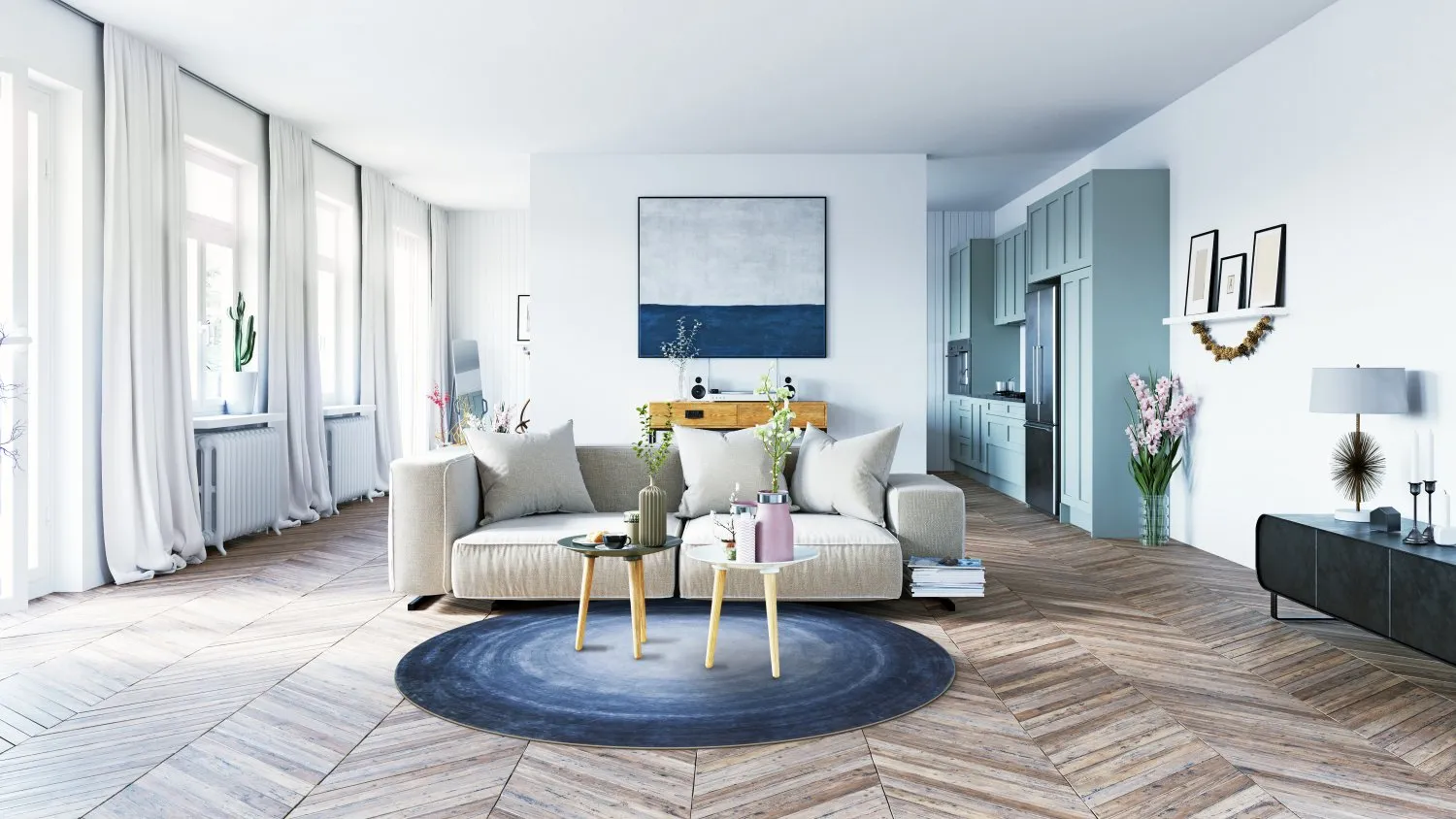 Rond vloerkleed - Shade (blauw)