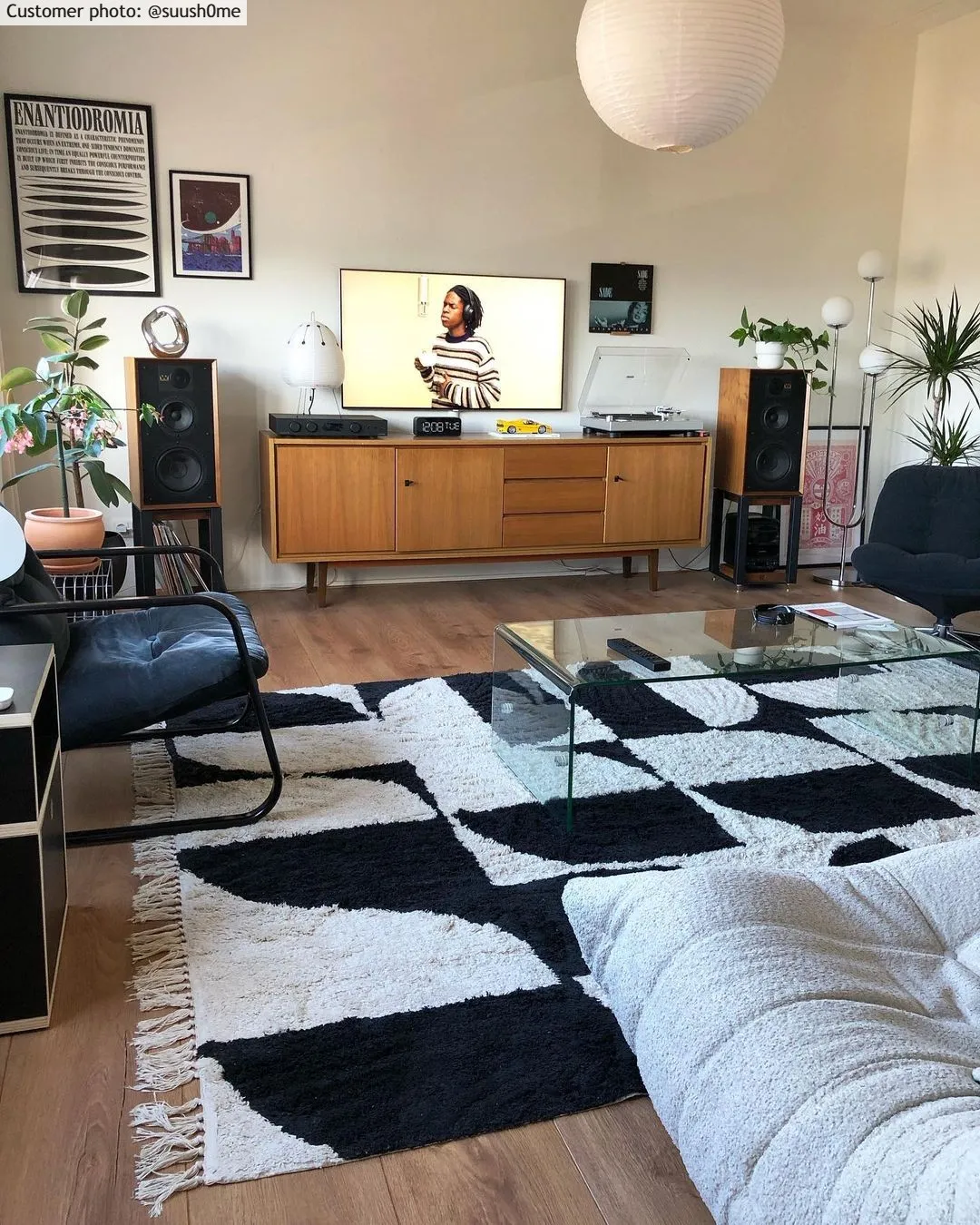 Hoogpolig vloerkleed - Siberia Natural Cotton Shaggy (offwhite/zwart)