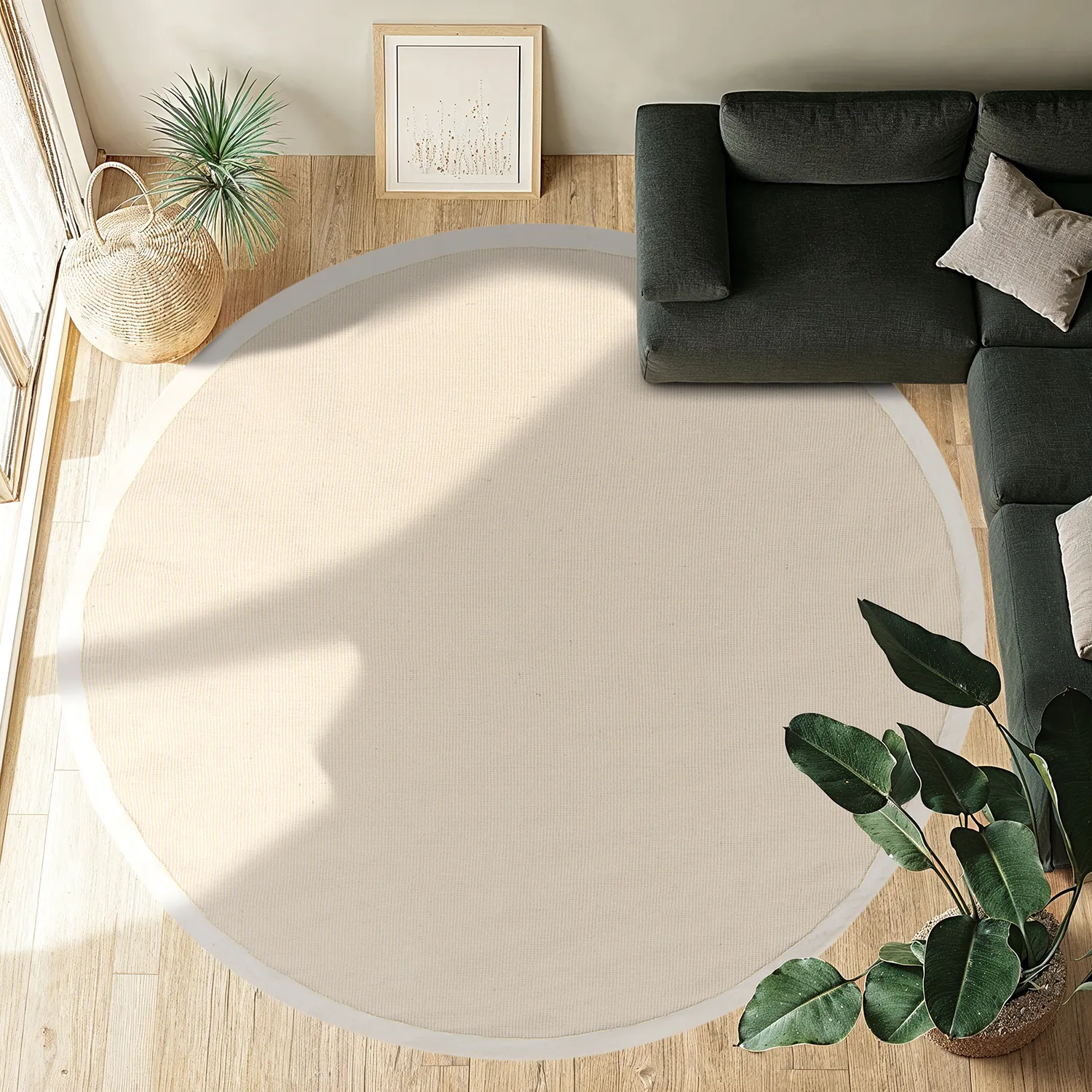 Ronde vloerkleden (sisal) - Agave (natuurlijk wit)