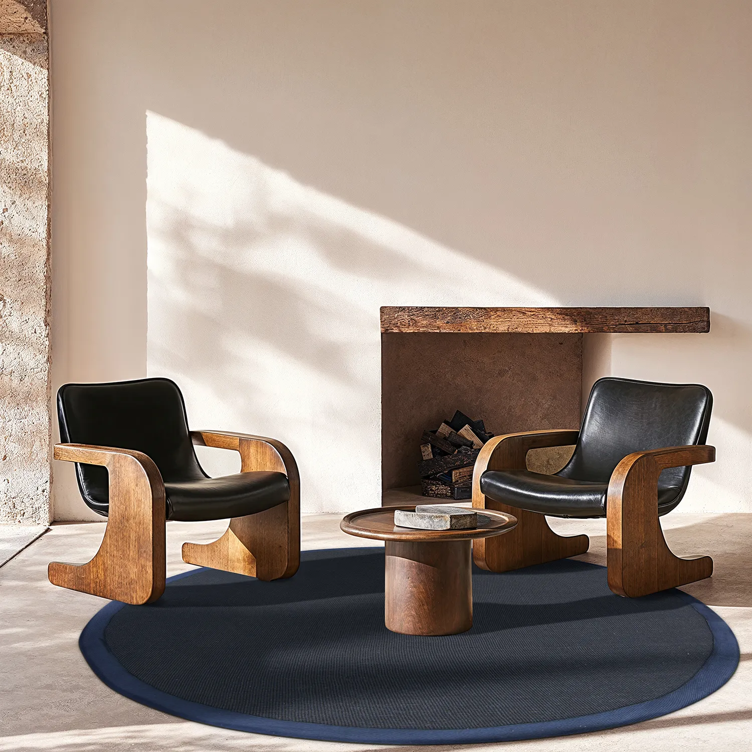 Ronde vloerkleden (sisal) - Agave (donkerblauw)