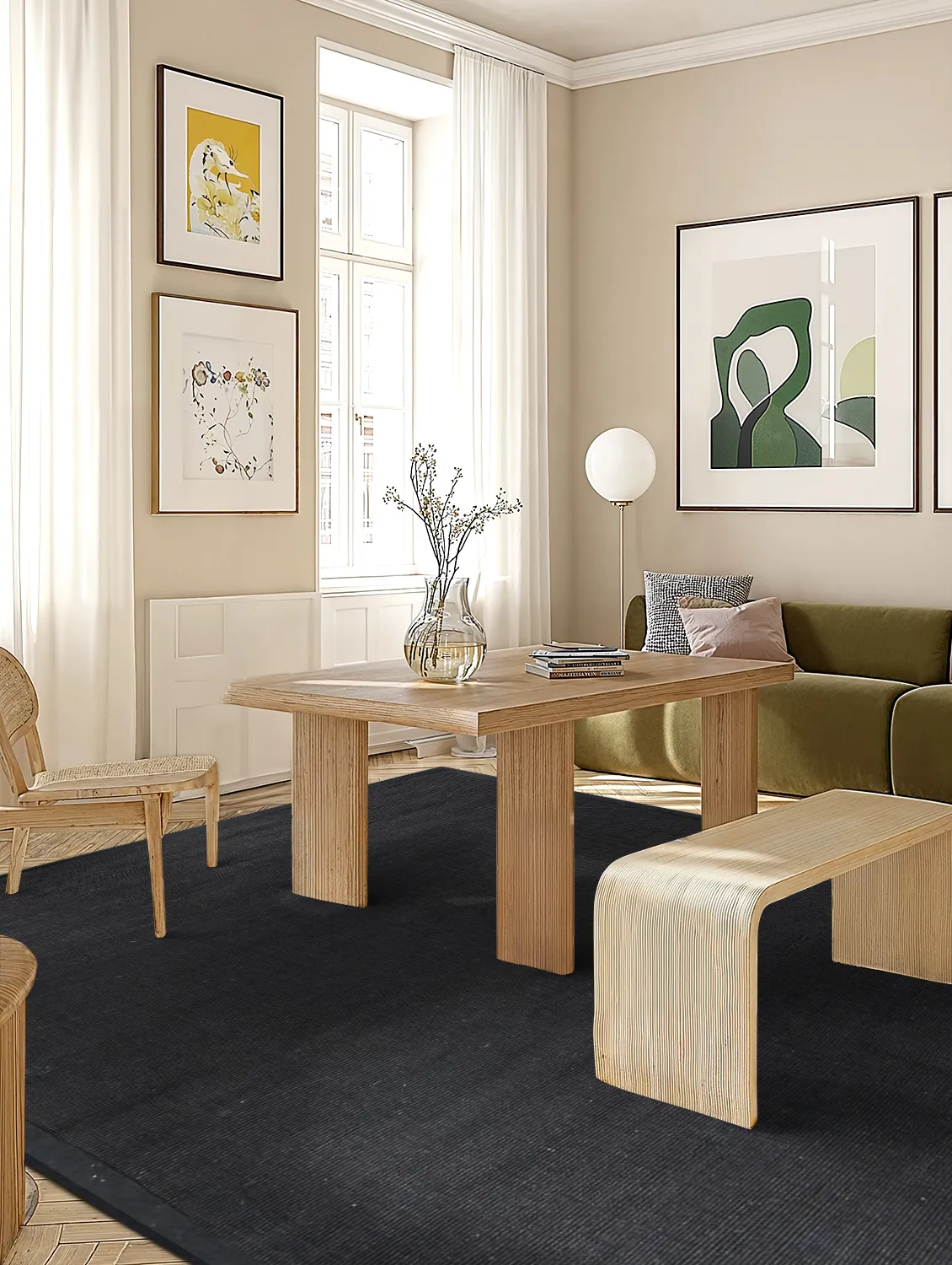 Sisal-vloerkleed - Agave (zwart)