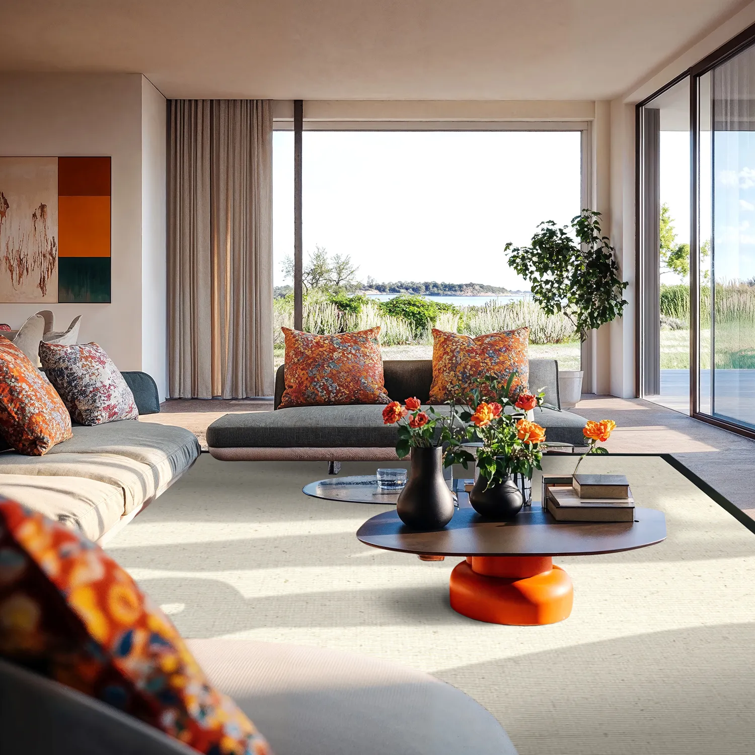 Sisal-vloerkleed - Agave (zwart/offwhite)