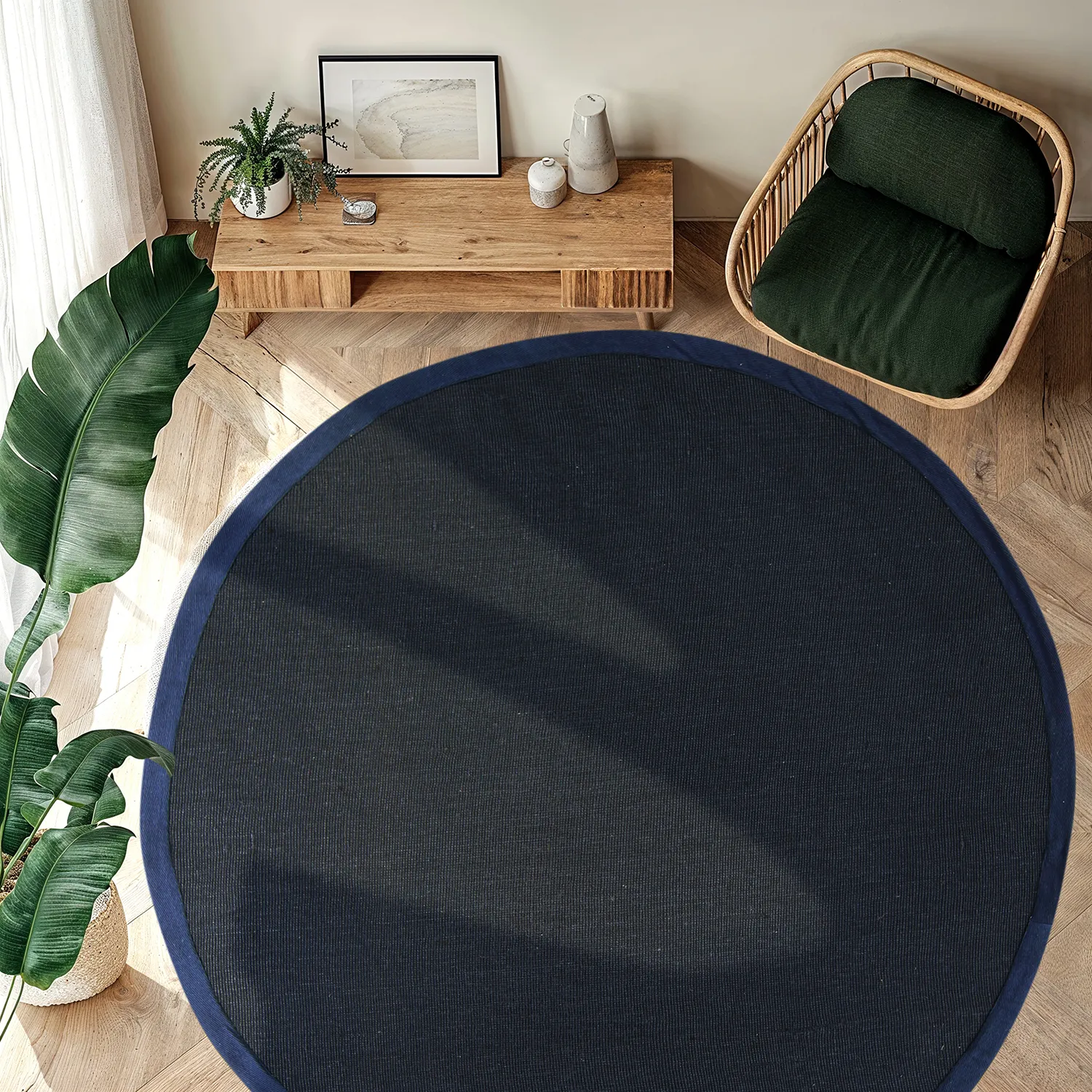 Ronde vloerkleden (sisal) - Agave (donkerblauw)