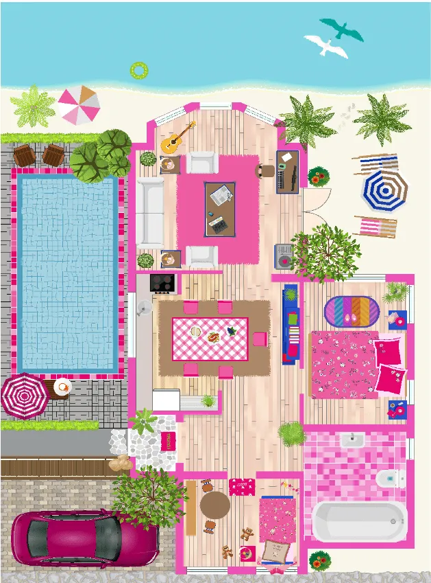 Kindervloerkleed - Beach world