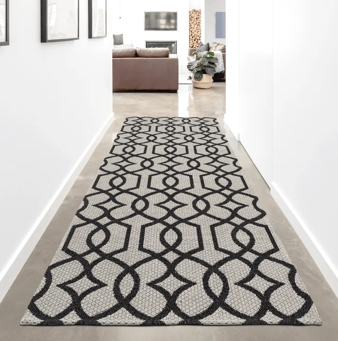 Vloerkleed Katoen - Kebira (grijs/zwart)