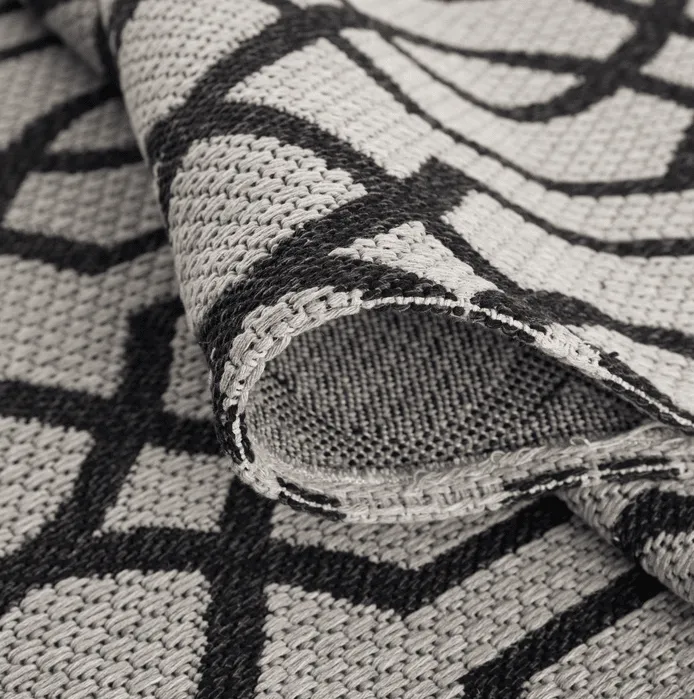 Vloerkleed Katoen - Kebira (grijs/zwart)