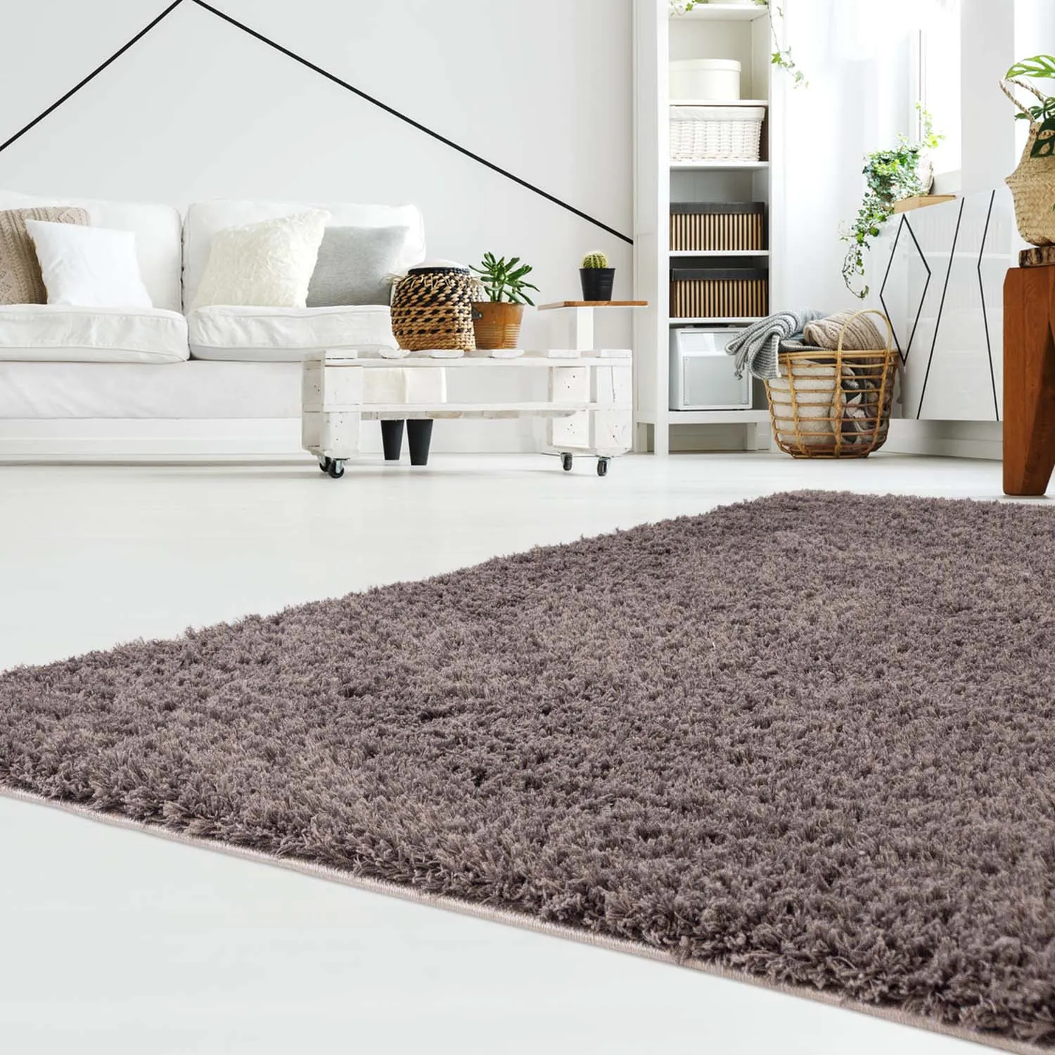 Hoogpolig vloerkleed - Soft Shine (bruin)