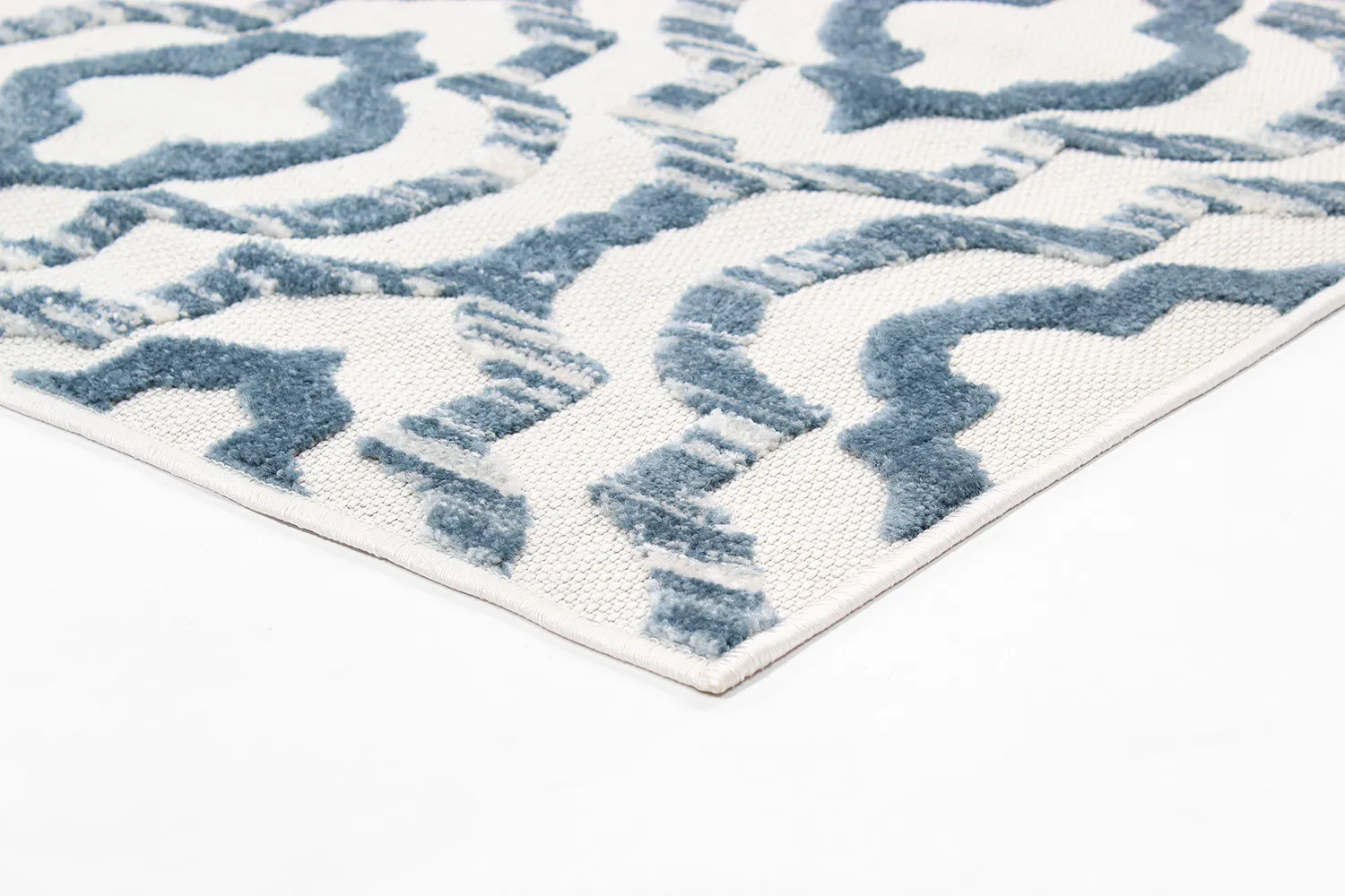 Shaggy Indoor-Outdoor - Trenton (wit/blauw)
