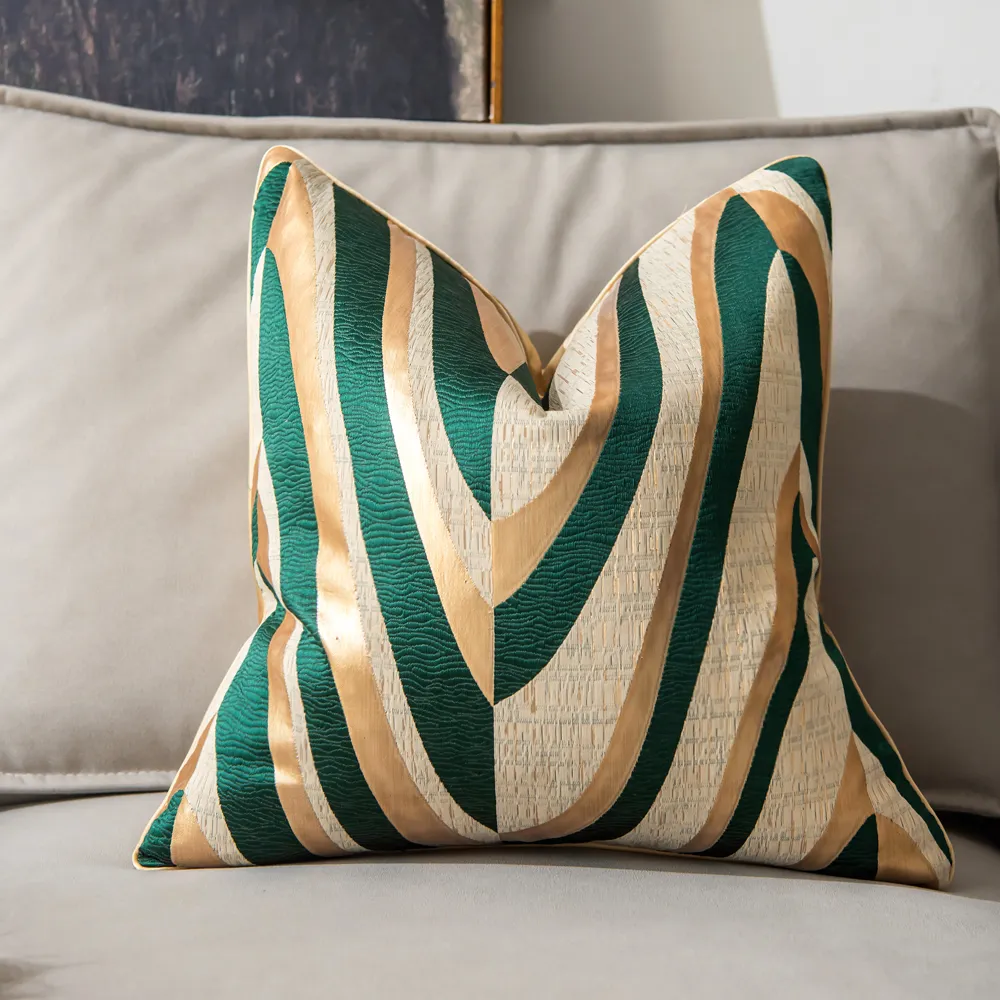 Kussensloop - Square Luxury 45 x 45 cm (groen/goud)